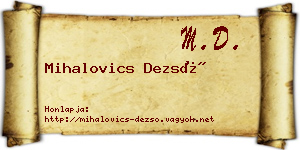 Mihalovics Dezső névjegykártya